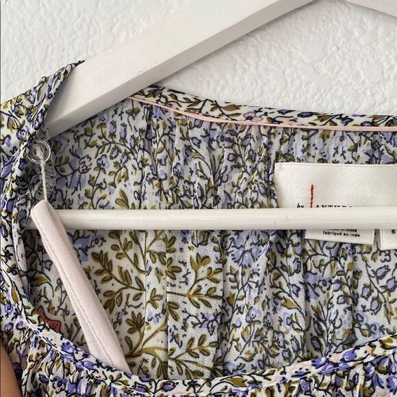Y2K Anthropologie Floral Print Short Sleeve Blouse - Picture 6 of 8